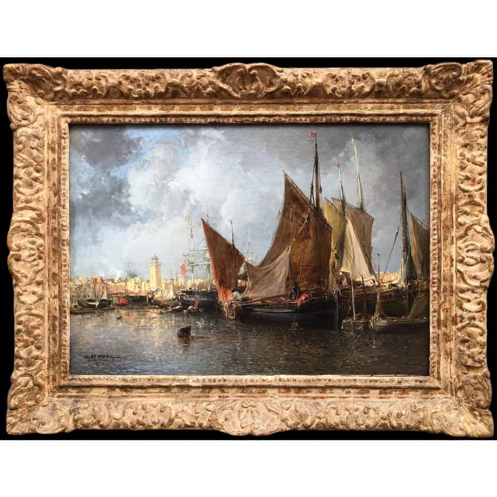 NOEL Jules Tableau Français Ancien 19è Port En Normandie Huile Sur Toile Signée Et Datée Certificat d’authenticité 15