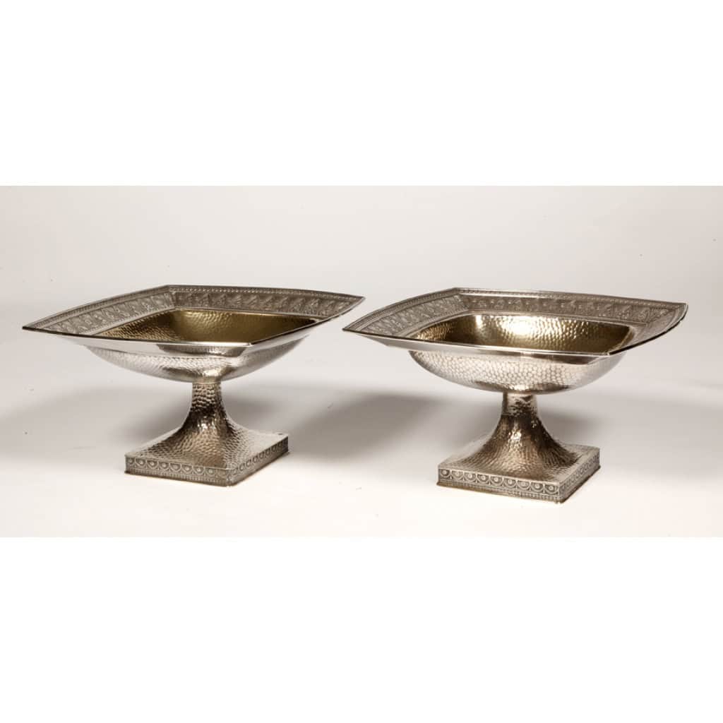 GORHAM – Paire de Coupes en argent massif martelé Birmingham XXe 3