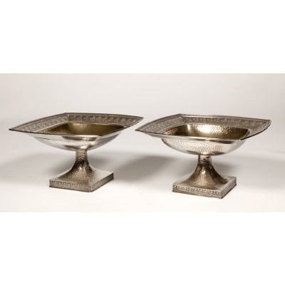 GORHAM – Paire de Coupes en argent massif martelé Birmingham XXe