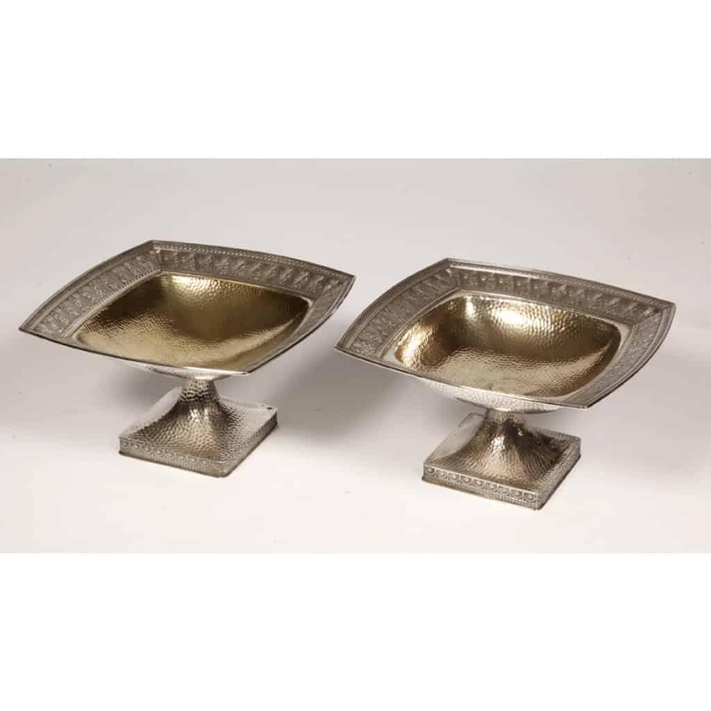 GORHAM – Paire de Coupes en argent massif martelé Birmingham XXe 10