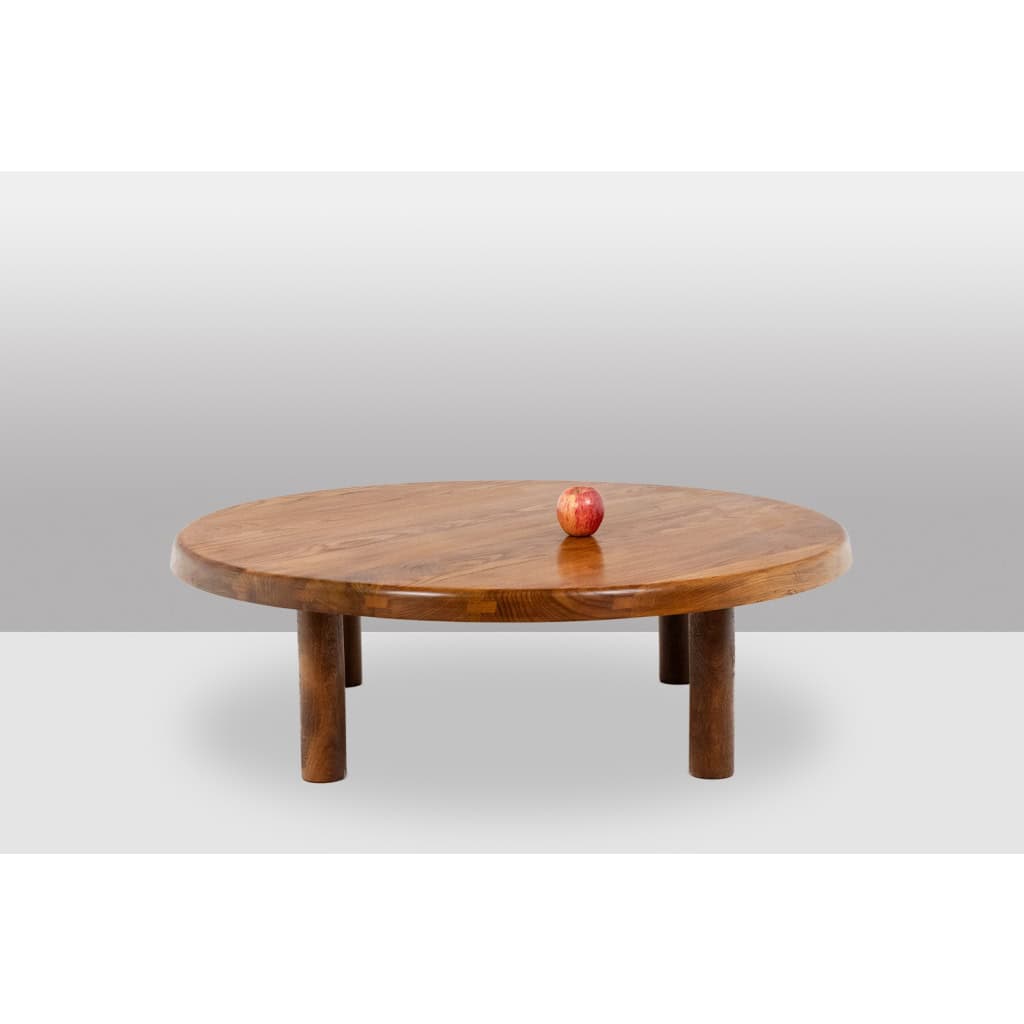 Pierre Chapo. Table basse en orme massif blond. Années 1970. LS64913509U 5