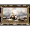 MUSIN François Ecole Belge 19è Marine Navires Quittant Le Port Huile sur Toile Signée Certificat d’authenticité 23