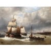MUSIN François Ecole Belge 19è Marine Navires Quittant Le Port Huile sur Toile Signée Certificat d’authenticité 16