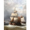 MUSIN François Ecole Belge 19è Marine Navires Quittant Le Port Huile sur Toile Signée Certificat d’authenticité 19