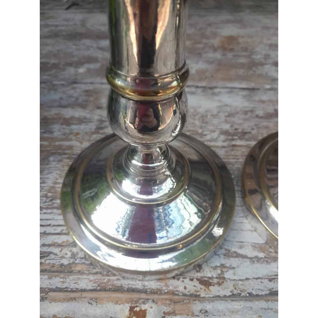 Paire de chandeliers, métal argenté 5