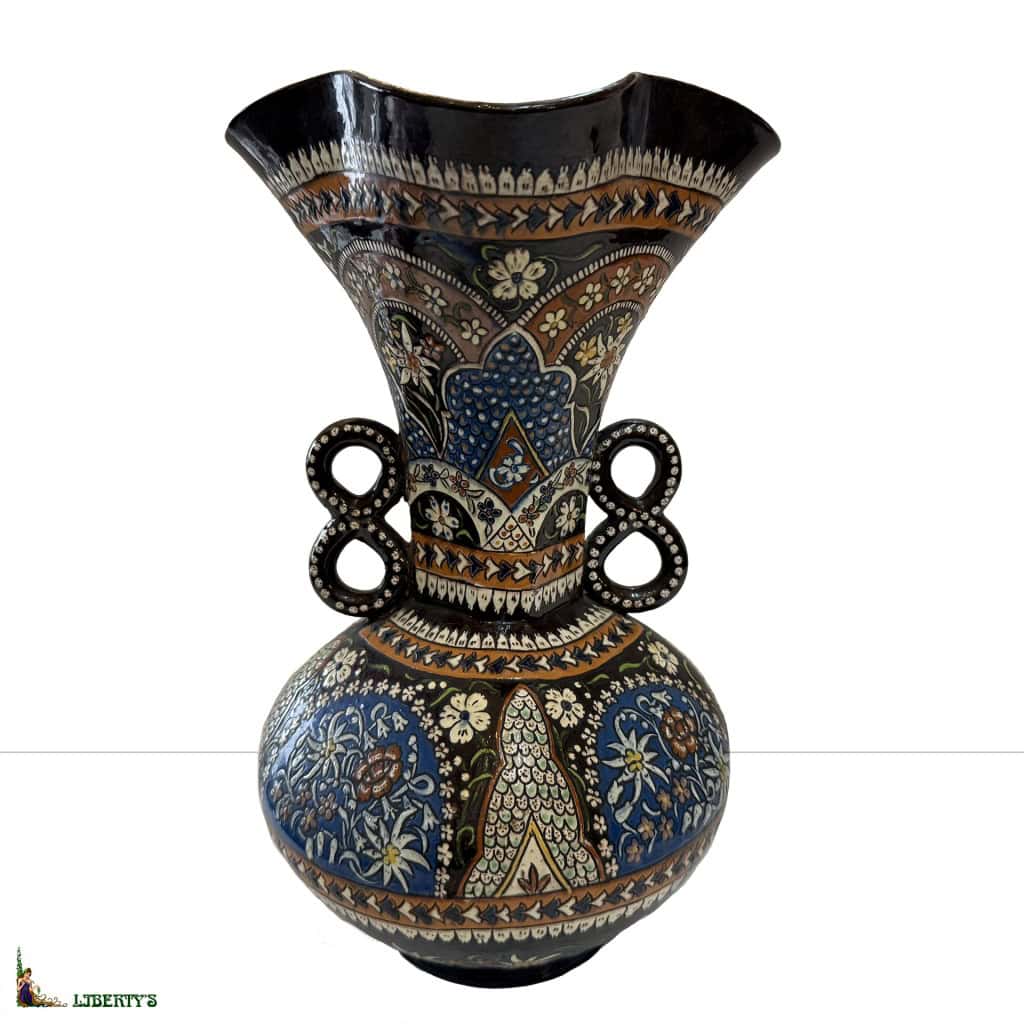 Vase pansu Emaux de Thoun, haut. 30.5 cm (Fin XIXe) 3