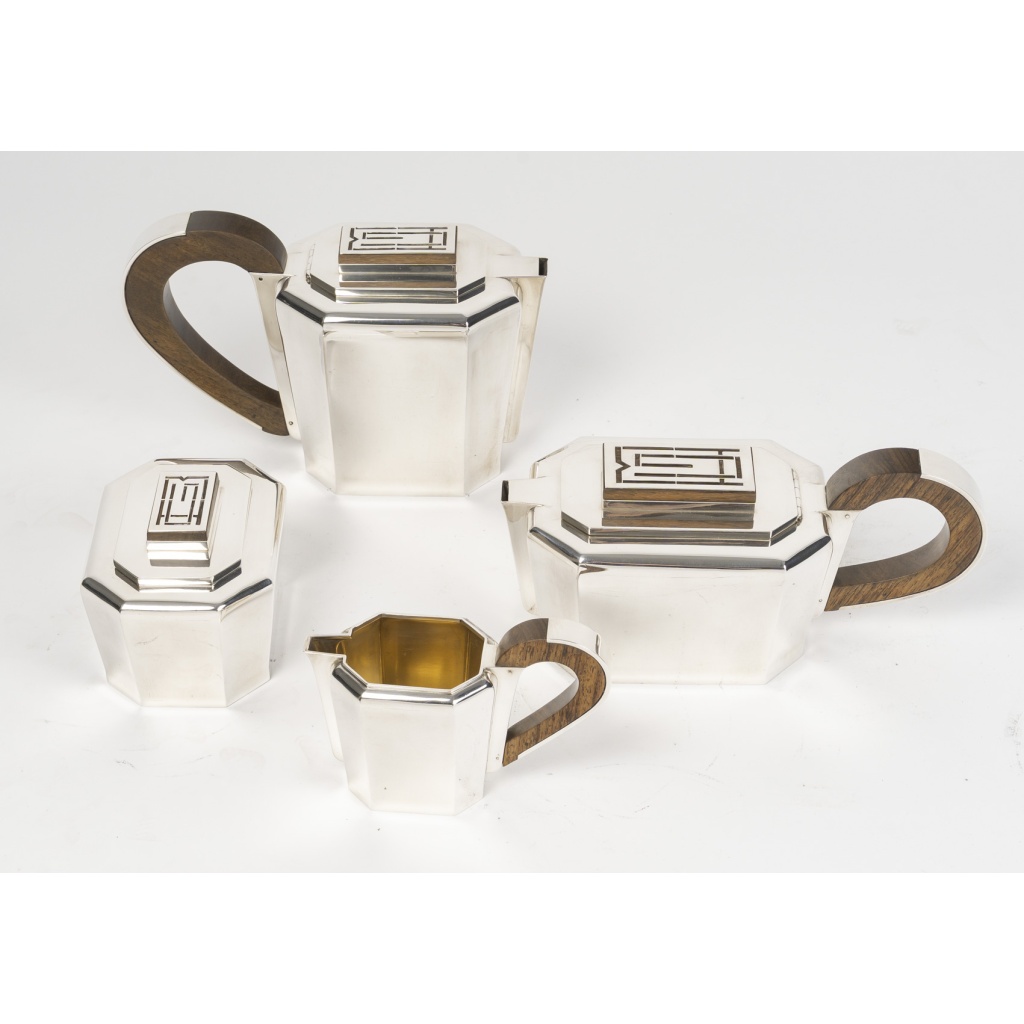 JEAN E. PUIFORCAT – Service THE/CAFE 4 pièces Argent ART DECO, XXe 19