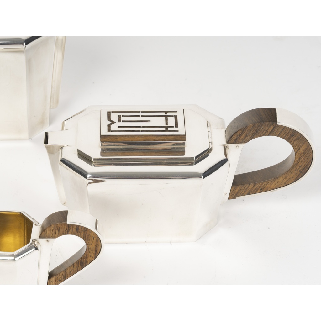 JEAN E. PUIFORCAT – Service THE/CAFE 4 pièces Argent ART DECO, XXe 20