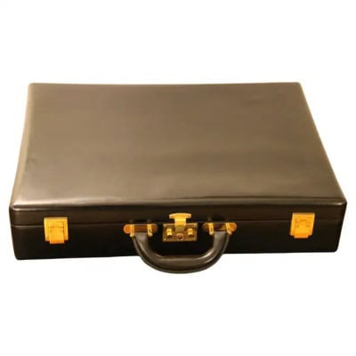 Mallette Hermes en cuir noir