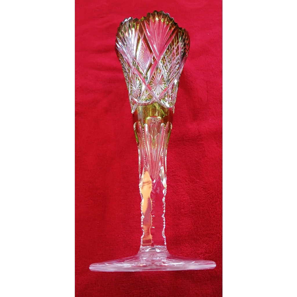 Vase en cristal de Val saint lambert, couleur verte,overlay 5