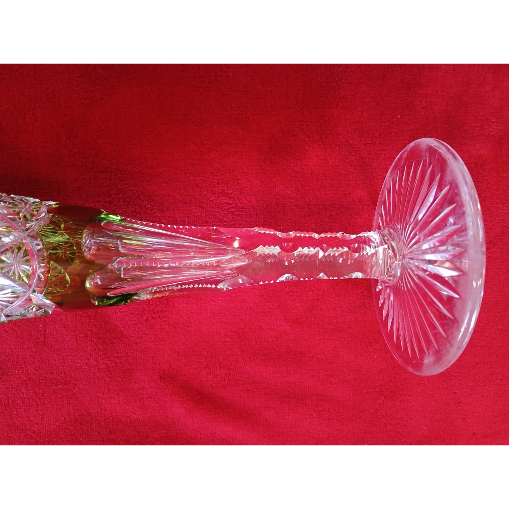Vase en cristal de Val saint lambert, couleur verte,overlay 7