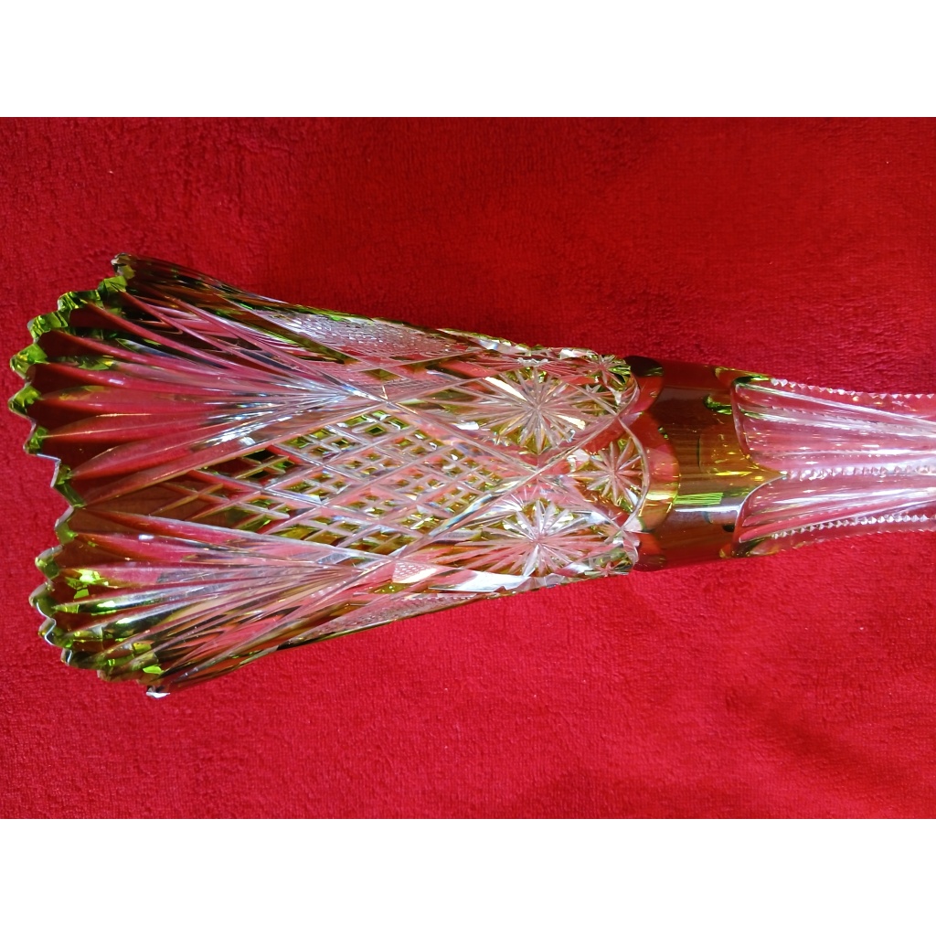 Vase en cristal de Val saint lambert, couleur verte,overlay 8