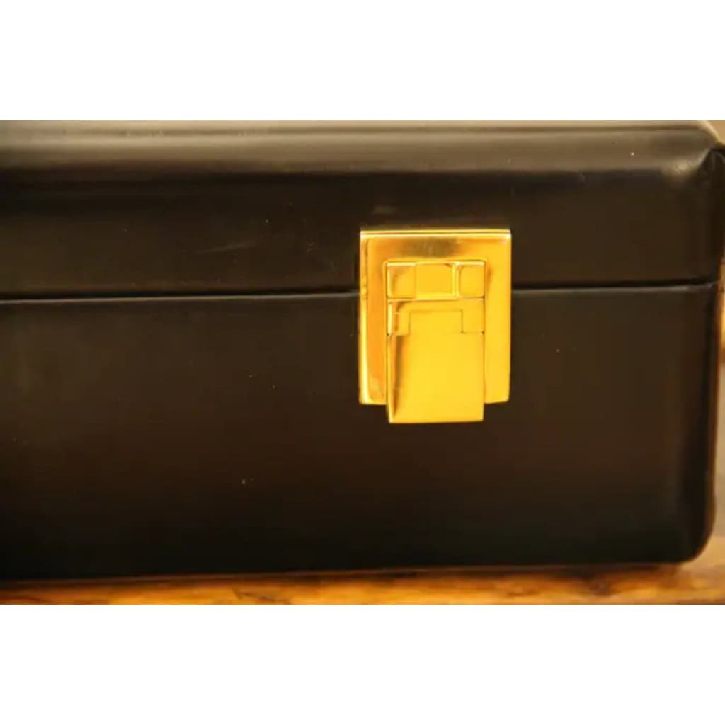 Mallette Hermes en cuir noir 7