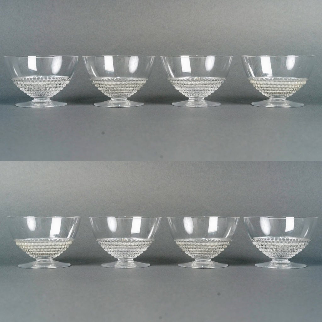 1930 René Lalique – Suite de 8 Coupes à Champagne Nippon 3