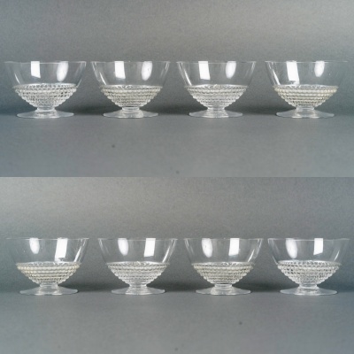 1930 René Lalique – Suite de 8 Coupes à Champagne Nippon