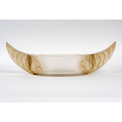 1927 René Lalique – Jardinière Coupe Acanthes Verre Blanc Patiné Sépia