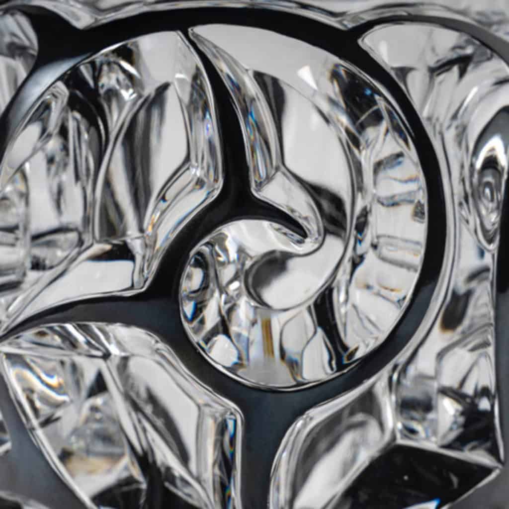 Cristal lalique :VASE TOURBILLONS CRISTAL INCOLORE ÉMAILLÉ NOIR 5