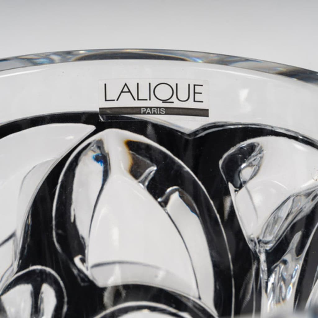 Cristal lalique :VASE TOURBILLONS CRISTAL INCOLORE ÉMAILLÉ NOIR 6