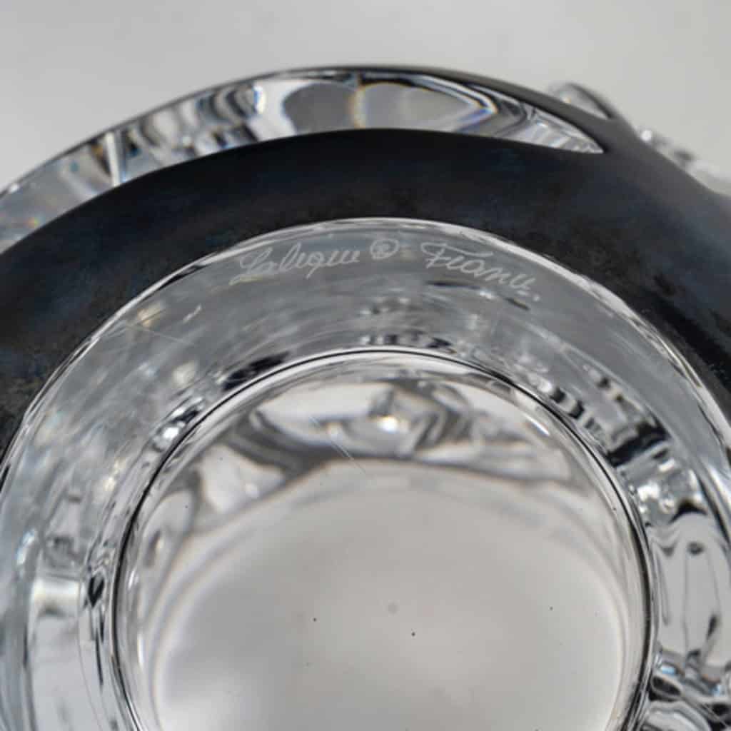 Cristal lalique :VASE TOURBILLONS CRISTAL INCOLORE ÉMAILLÉ NOIR 7