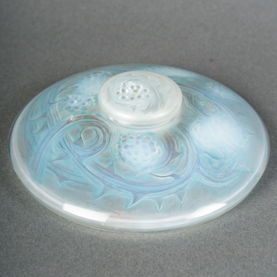 1920 René Lalique – Encrier Mûres Verre Opalescent Patiné Bleu