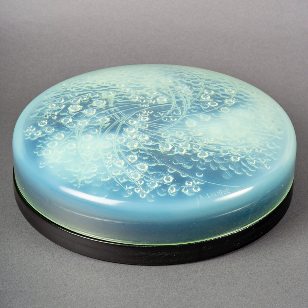1921 René Lalique – Boîte Muguet Verre Peppermint Vert Opalescent 3
