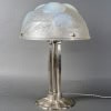 1921 René Lalique – Lampe Dahlias Verre Opalescent Et Bronze Nickelé 12