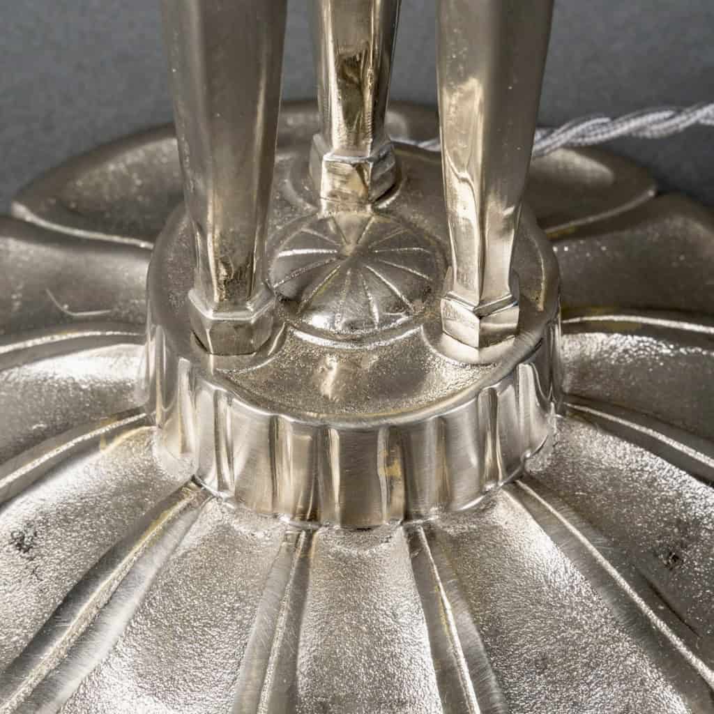 1921 René Lalique – Lampe Dahlias Verre Opalescent Et Bronze Nickelé 9