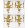 Suite de 4 appliques de style rocaille en bois sculpté et doré, circa 1900 10