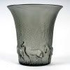 1930 René Lalique – Vase Chevaux Verre Gris Patiné Blanc 9