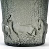 1930 René Lalique – Vase Chevaux Verre Gris Patiné Blanc 13