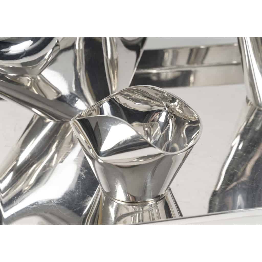 CHRISTOFLE – SABATTINI – Set Thé/Café Moderniste sur son plateau Argent Massif Circa 1957/1968 11