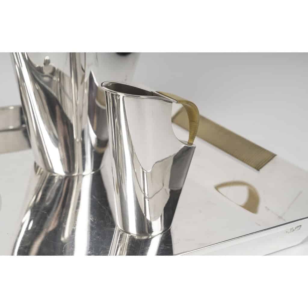 CHRISTOFLE – SABATTINI – Set Thé/Café Moderniste sur son plateau Argent Massif Circa 1957/1968 13