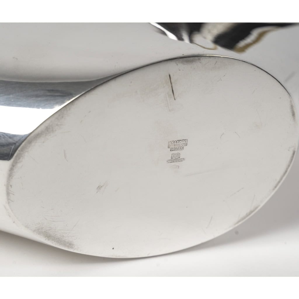 CHRISTOFLE – SABATTINI – Set Thé/Café Moderniste sur son plateau Argent Massif Circa 1957/1968 15