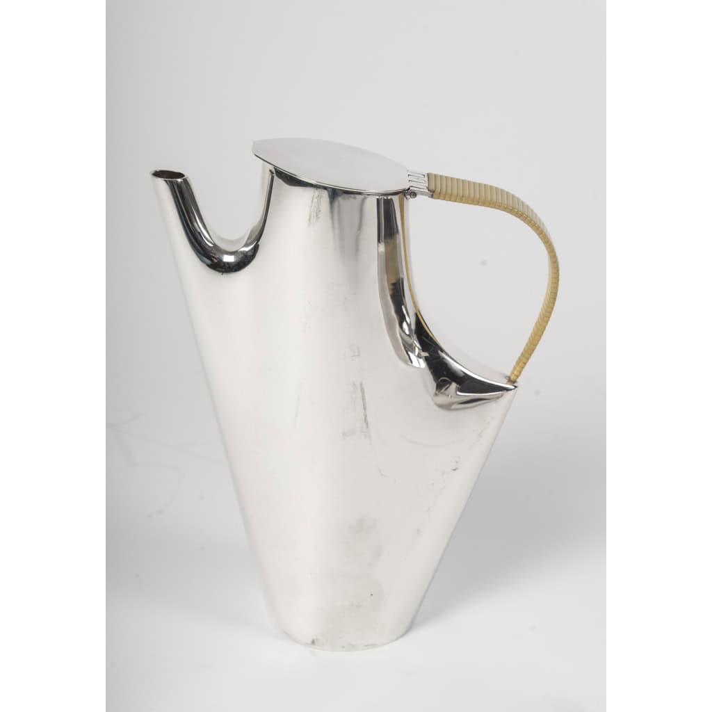 CHRISTOFLE – SABATTINI – Set Thé/Café Moderniste sur son plateau Argent Massif Circa 1957/1968 17