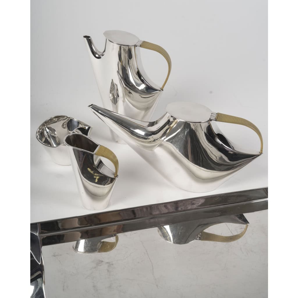 CHRISTOFLE – SABATTINI – Set Thé/Café Moderniste sur son plateau Argent Massif Circa 1957/1968 21