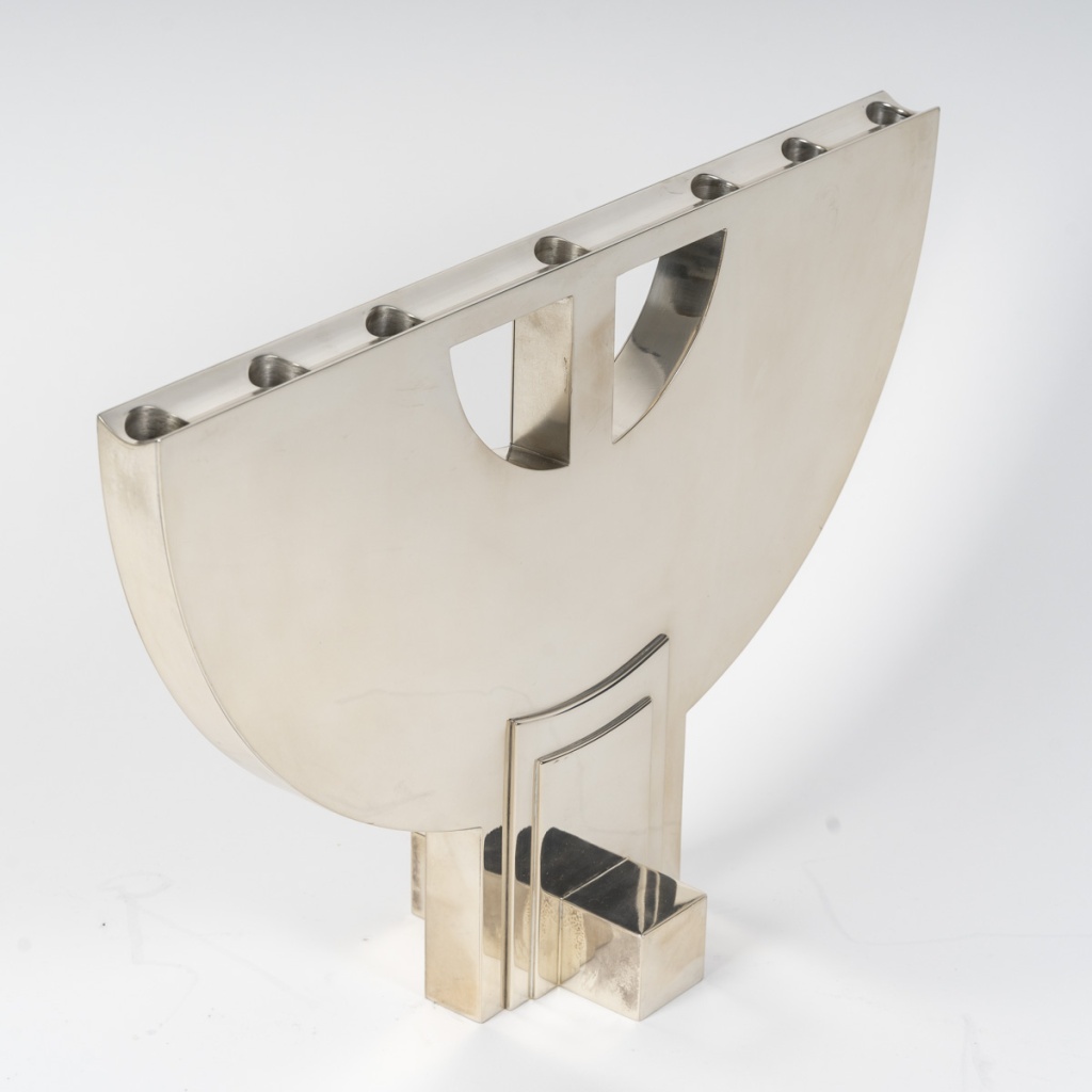 CLETO MUNARI – Chandelier moderniste à Sept bougies argent massif Circa 1980 8
