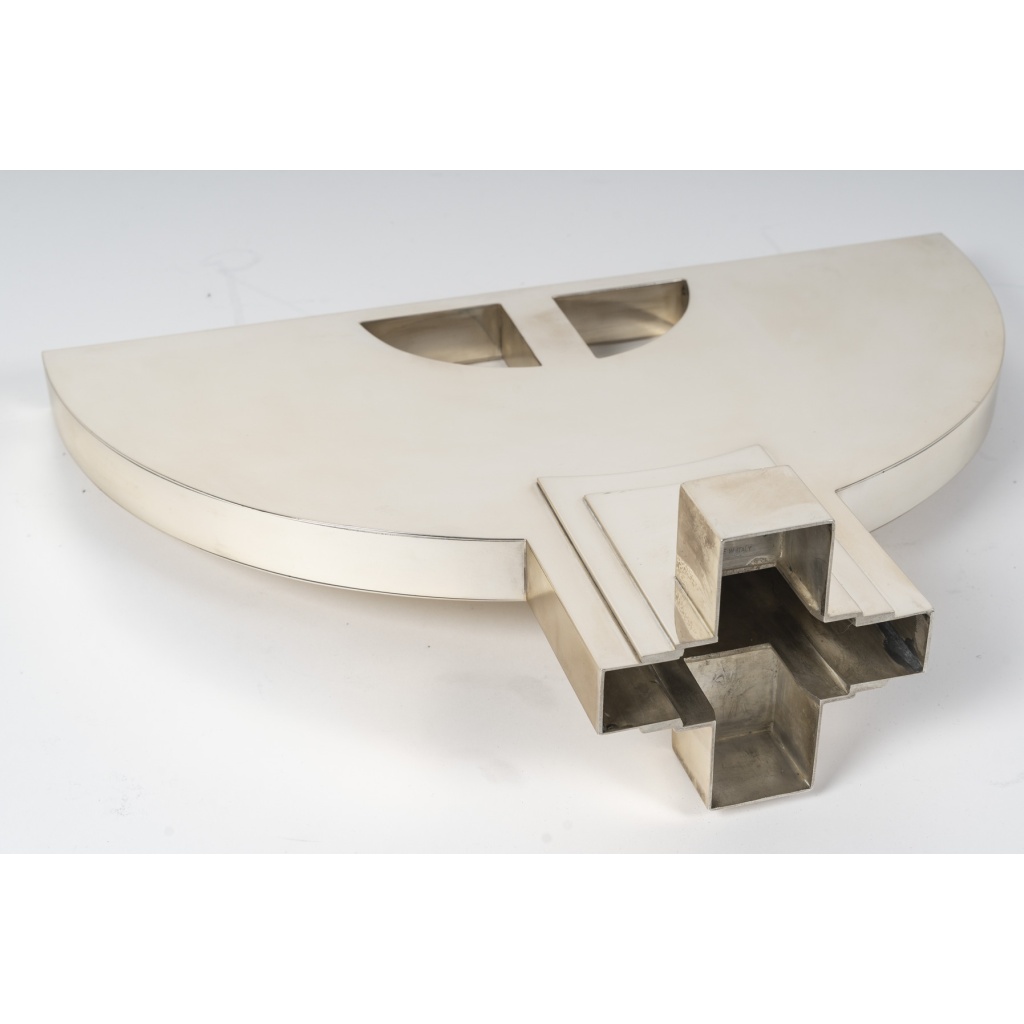 CLETO MUNARI – Chandelier moderniste à Sept bougies argent massif Circa 1980 13