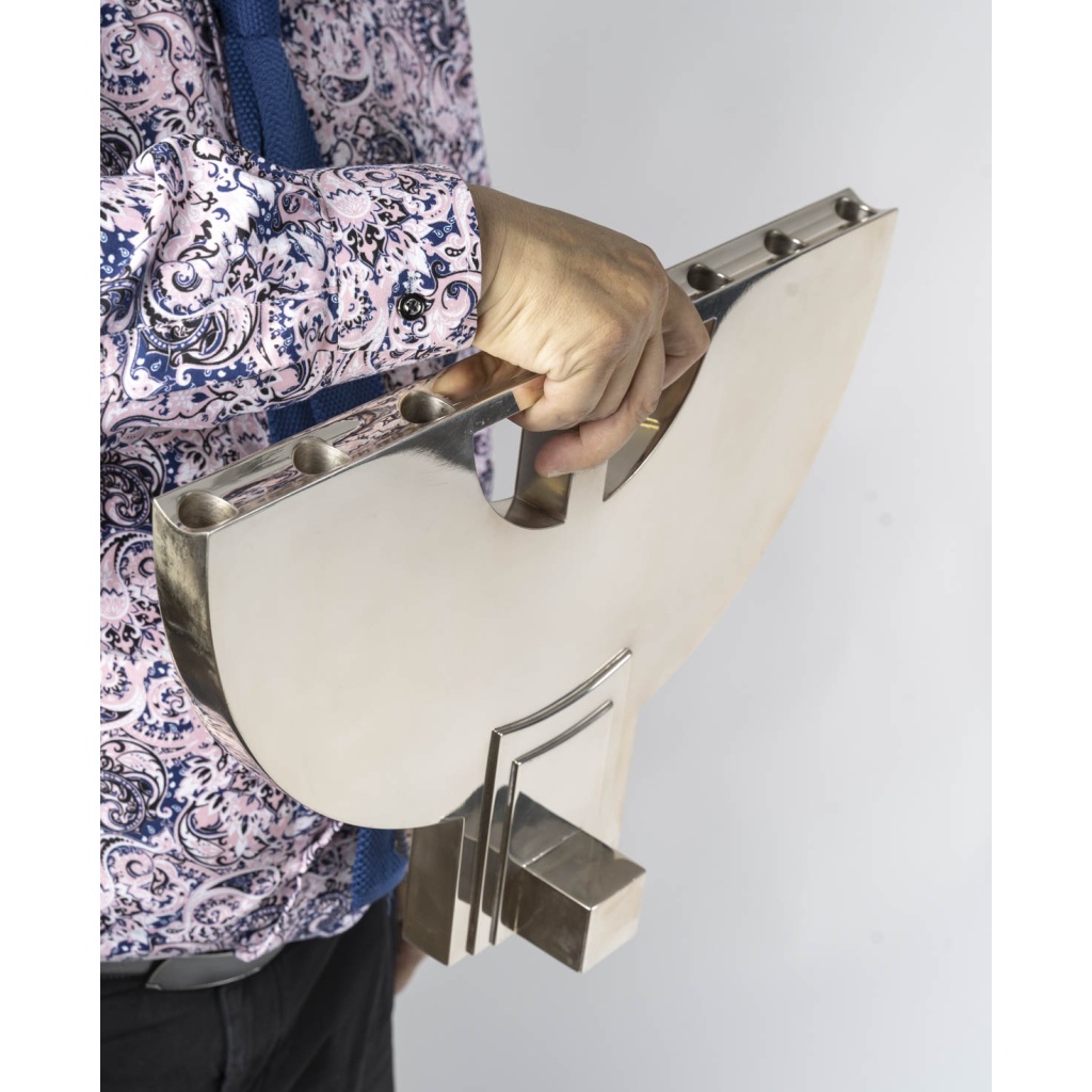 CLETO MUNARI – Chandelier moderniste à Sept bougies argent massif Circa 1980 18
