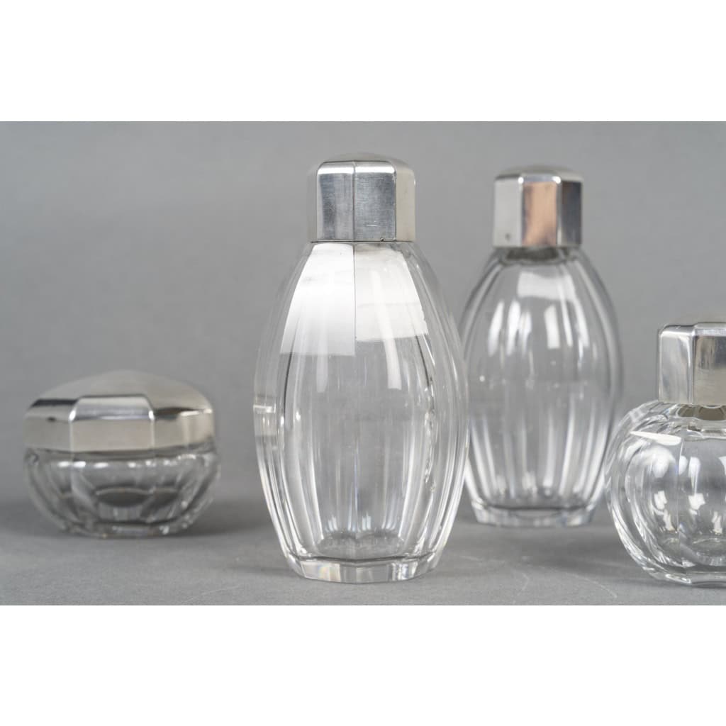 CHRISTOFLE/ BACCARAT – Ensemble de 5 flacons ART DECO circa 1930 5