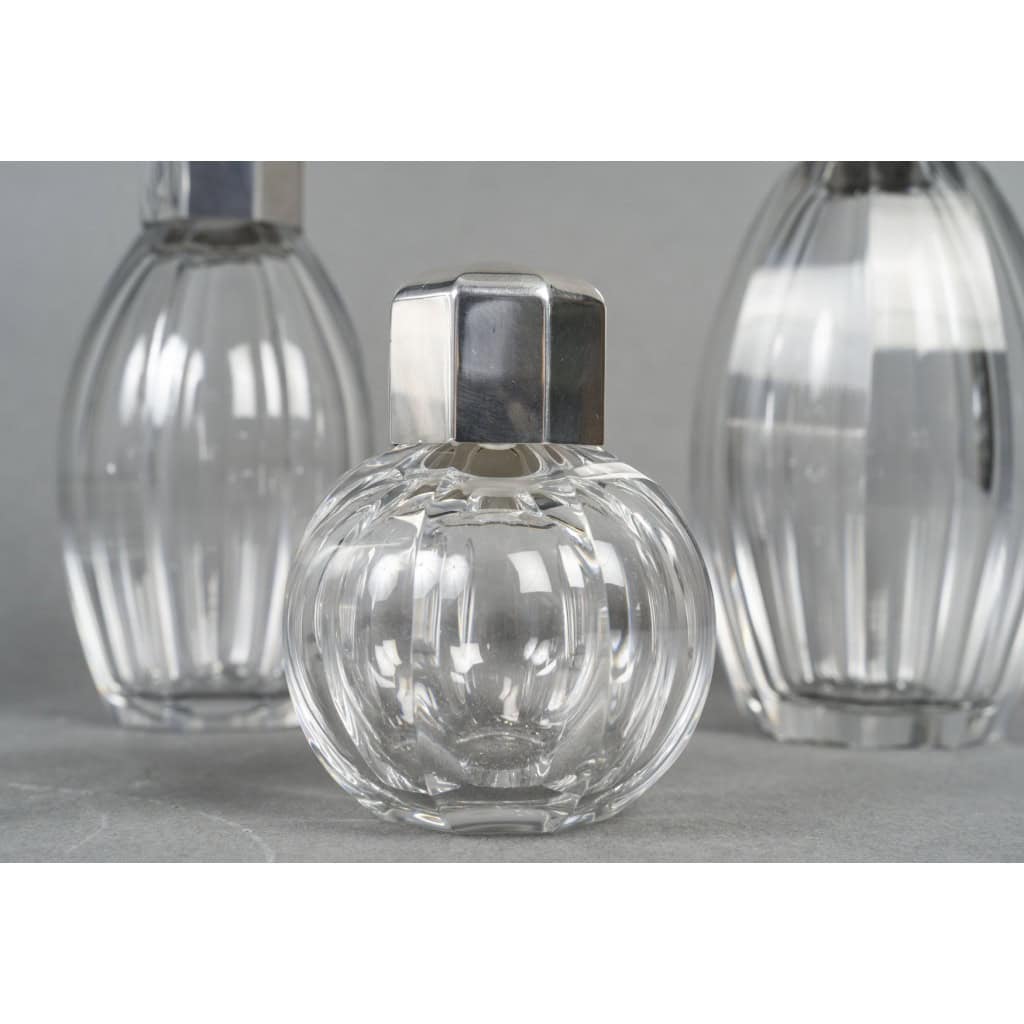 CHRISTOFLE/ BACCARAT – Ensemble de 5 flacons ART DECO circa 1930 8