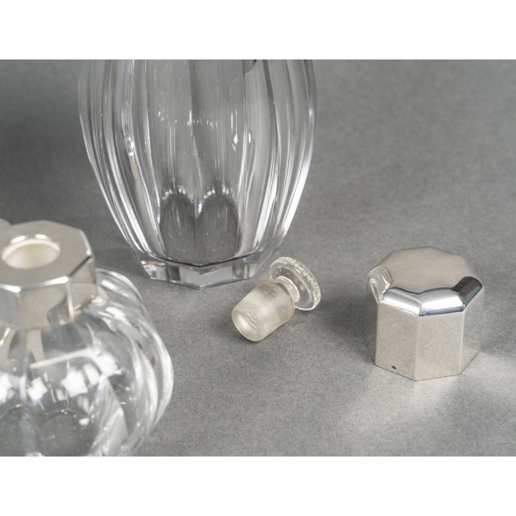CHRISTOFLE/ BACCARAT – Ensemble de 5 flacons ART DECO circa 1930 13