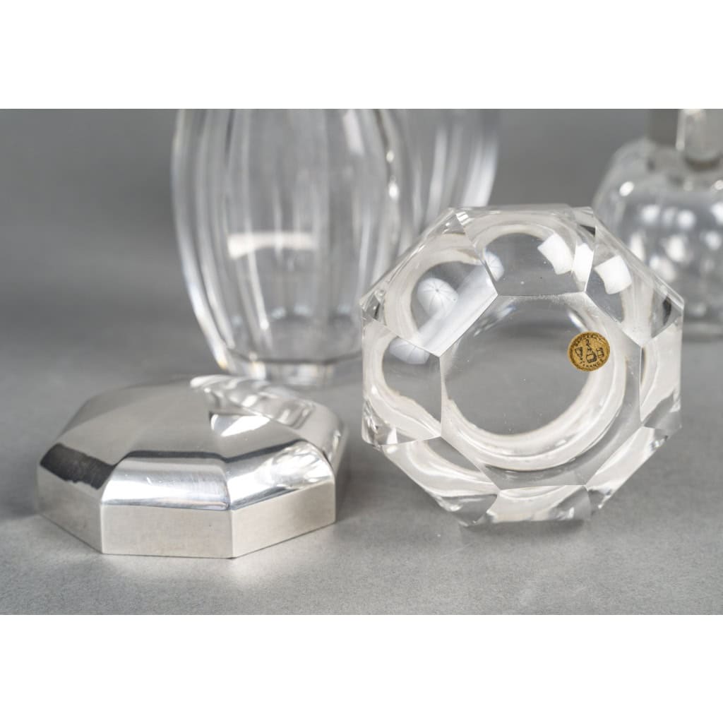 CHRISTOFLE/ BACCARAT – Ensemble de 5 flacons ART DECO circa 1930 17