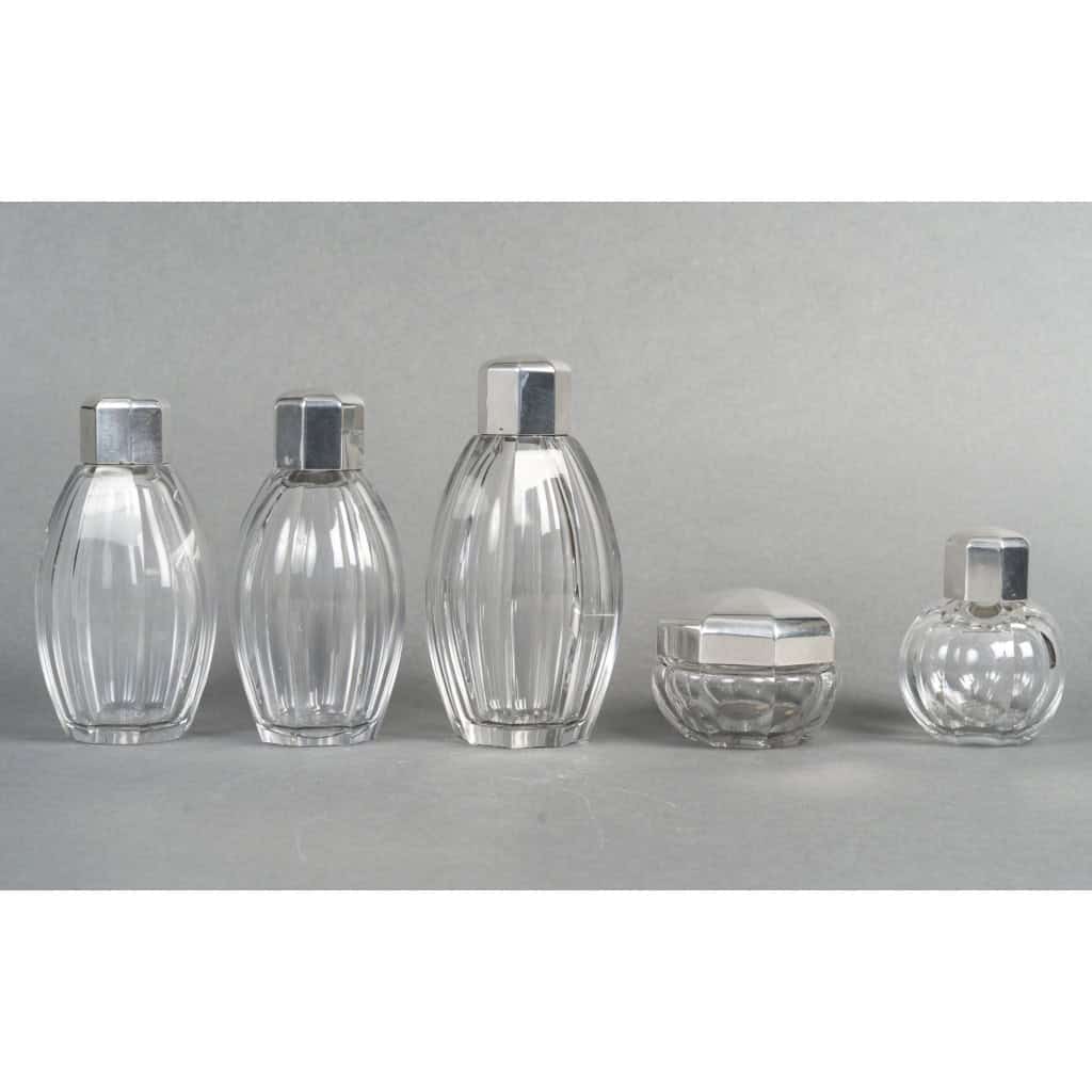 CHRISTOFLE/ BACCARAT – Ensemble de 5 flacons ART DECO circa 1930 19