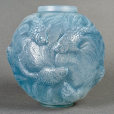 1924 René Lalique – Vase Formose Verre Opalescent Patiné Bleu