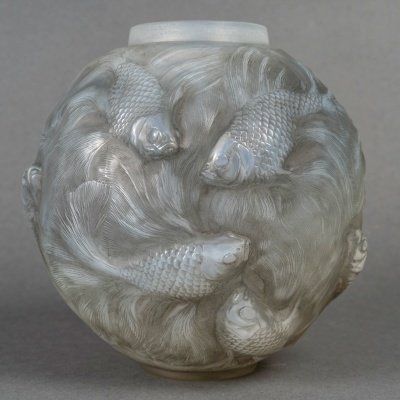 1924 René Lalique – Vase Formose Verre Opalescent Patiné Gris
