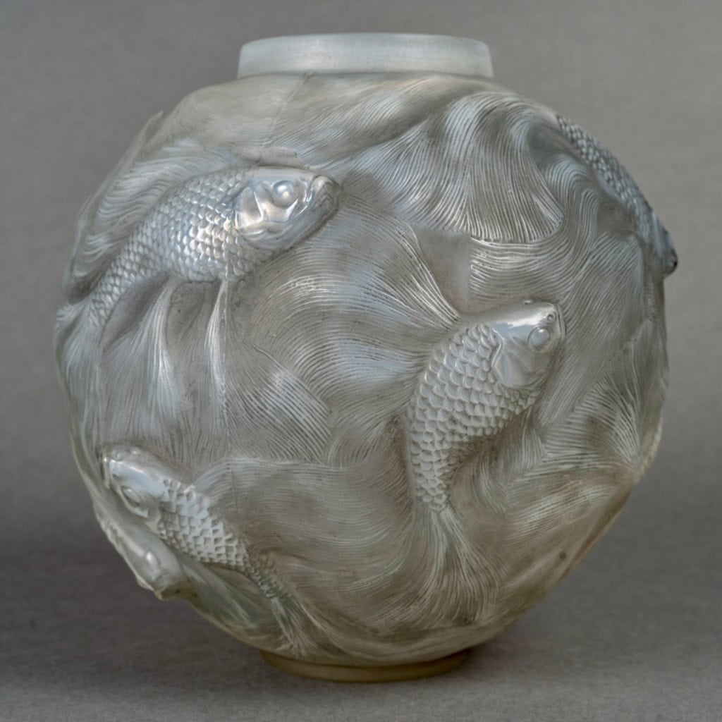 1924 René Lalique – Vase Formose Verre Opalescent Patiné Gris 4
