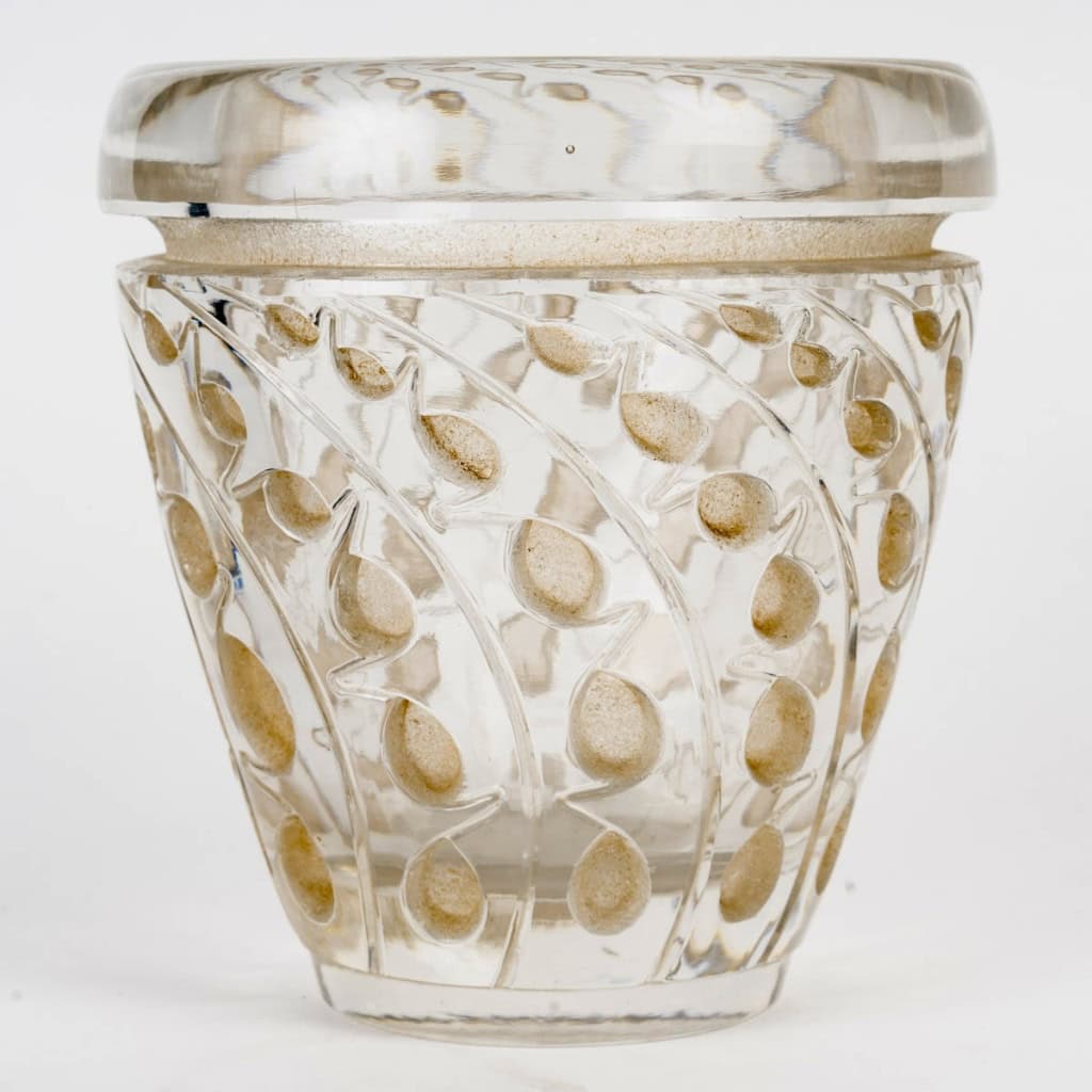 1934 René Lalique – Vase Lemna Verre Blanc Patiné Sépia 3