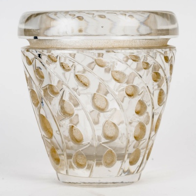 1934 René Lalique – Vase Lemna Verre Blanc Patiné Sépia