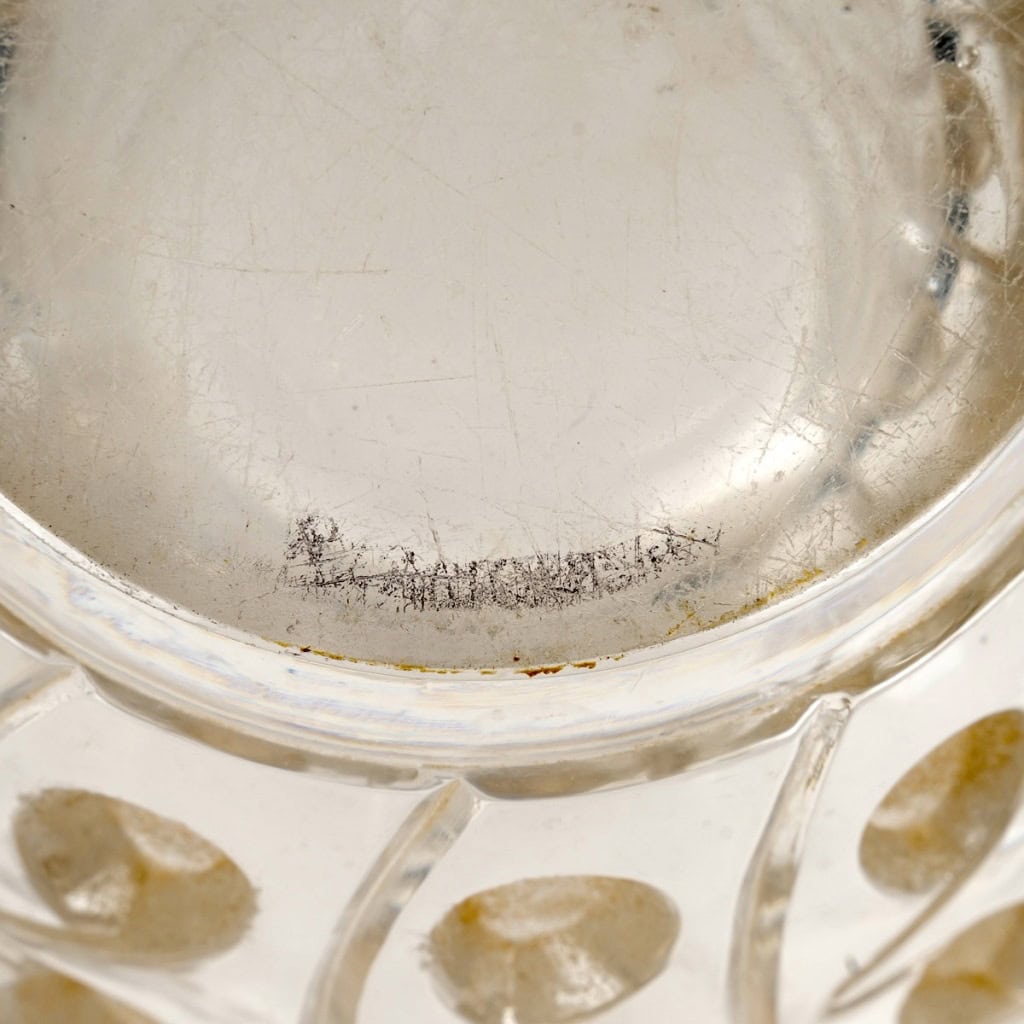 1934 René Lalique – Vase Lemna Verre Blanc Patiné Sépia 8