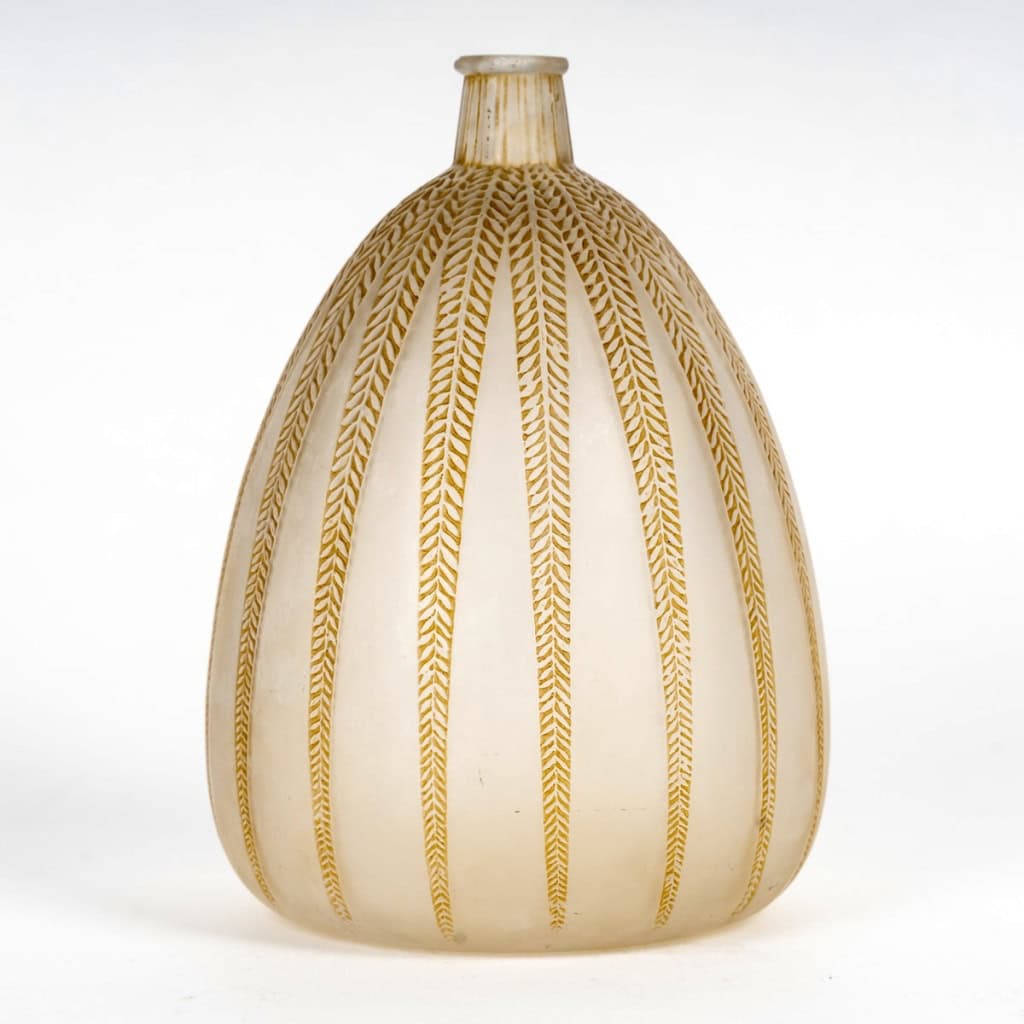 1921 René Lalique – Vase Mimosa Verre Blanc Patiné Sépia 4